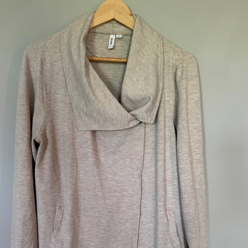 Kensie Women's Asymmetrical Heathered Cream Cardigan Jacket